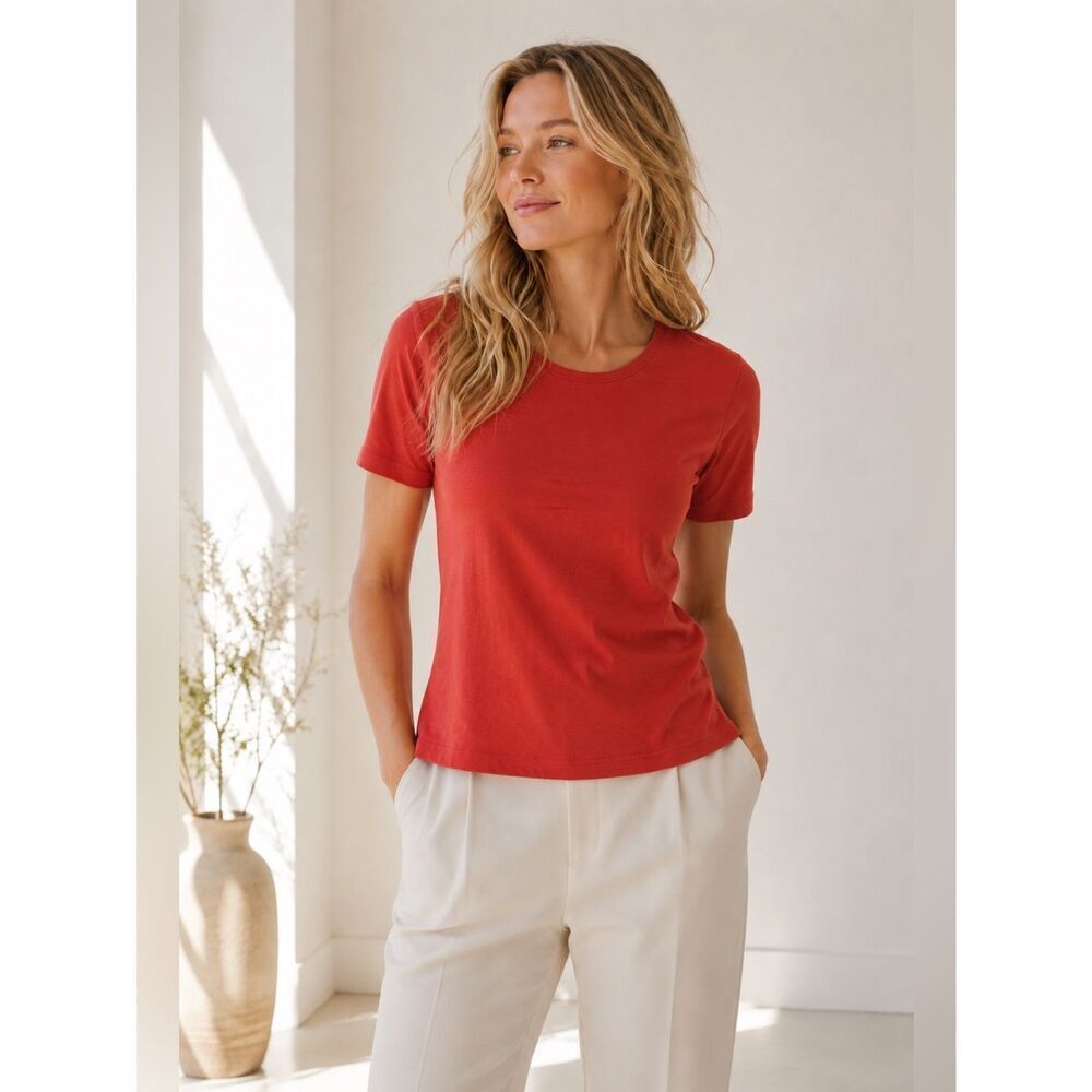J. Crew Vibrant Redish Orange Short Sleeve Tee